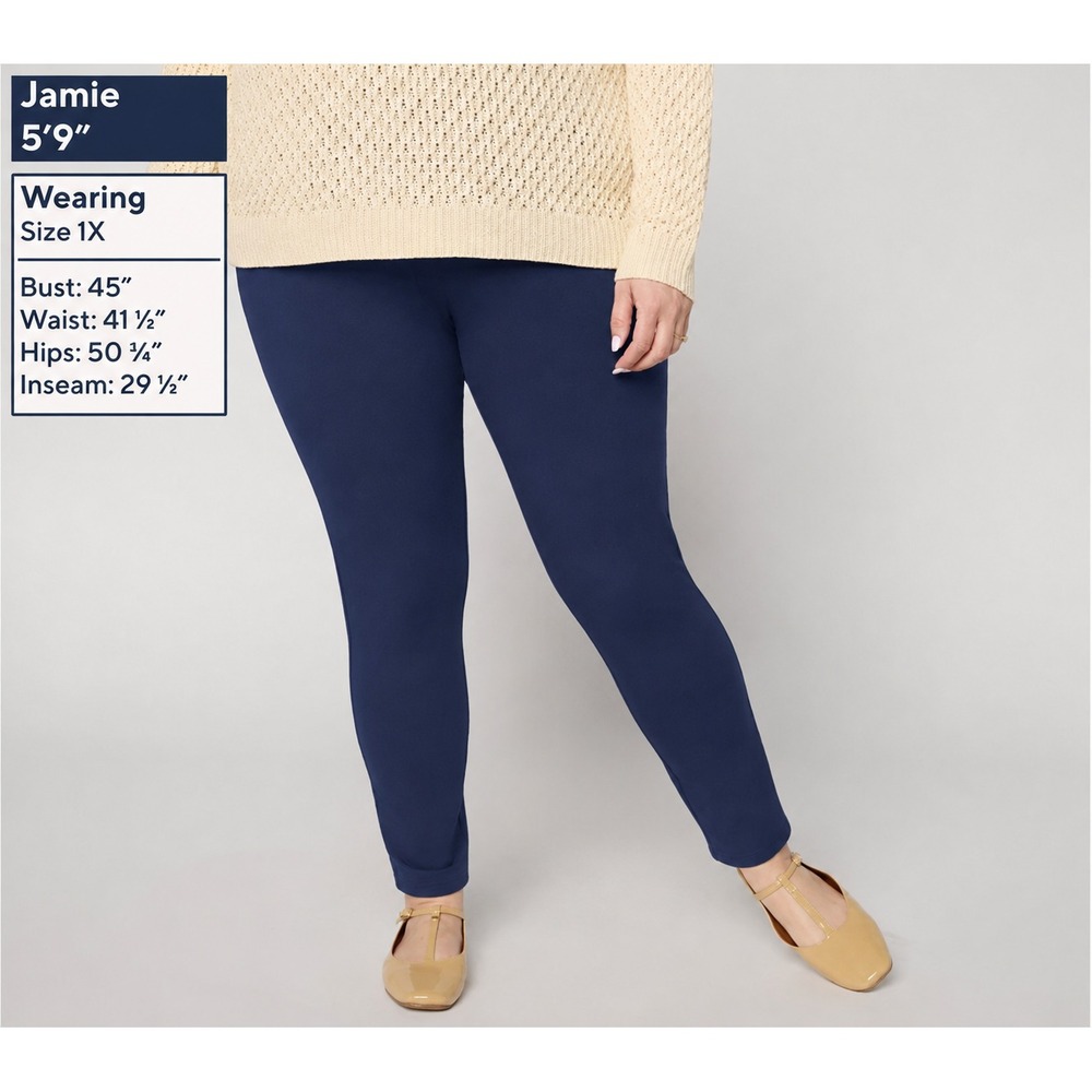 Women with Control Regular Knit Leggings Navy, Size 1X